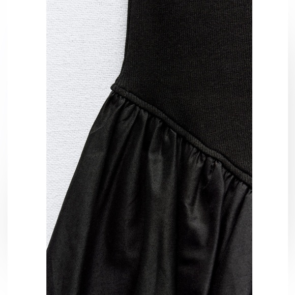 Zara MIXED RIB POPLIN BALLOON DRESS - Picture 12 of 13